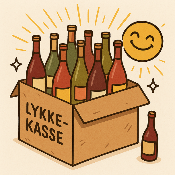 Lykke-Kasse med 12 flasker